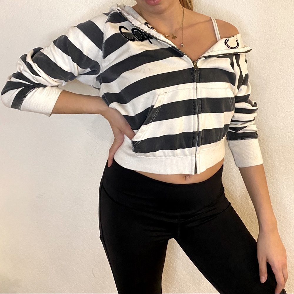 Striped Zip-up Hoodie Fleece